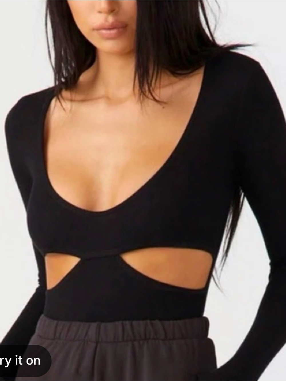 Joah brown cut out long sleeve shirt